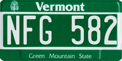 VT license plate NFG582