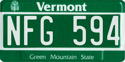 VT license plate NFG594