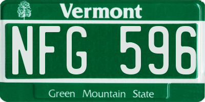 VT license plate NFG596