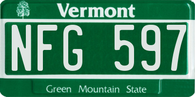VT license plate NFG597