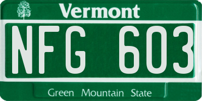 VT license plate NFG603