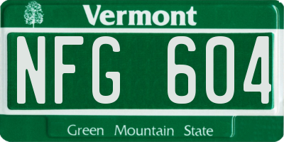 VT license plate NFG604