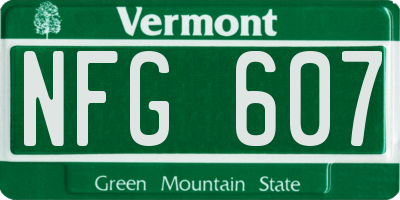 VT license plate NFG607