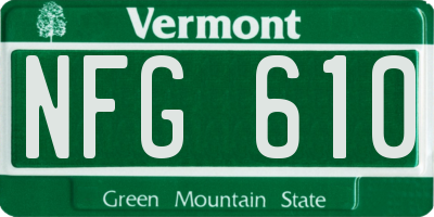 VT license plate NFG610