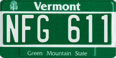 VT license plate NFG611
