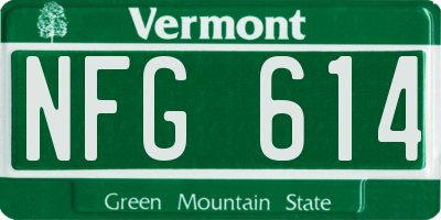 VT license plate NFG614