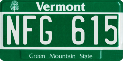 VT license plate NFG615