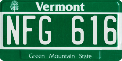 VT license plate NFG616