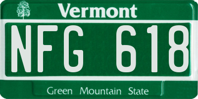 VT license plate NFG618