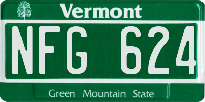 VT license plate NFG624