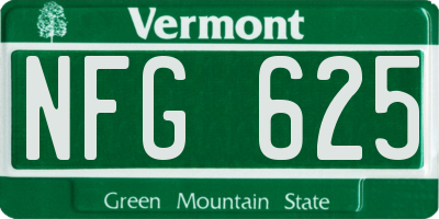 VT license plate NFG625
