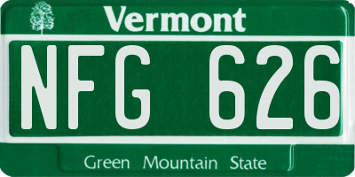 VT license plate NFG626