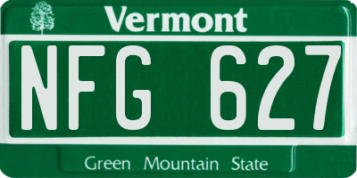 VT license plate NFG627