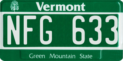 VT license plate NFG633