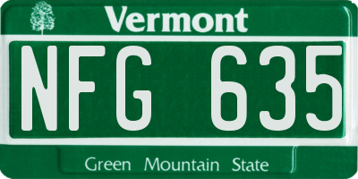 VT license plate NFG635