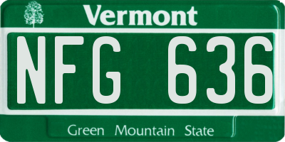 VT license plate NFG636
