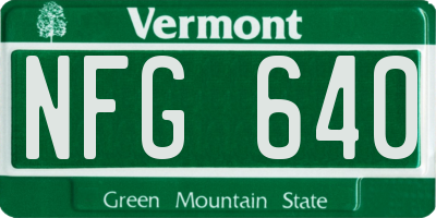VT license plate NFG640