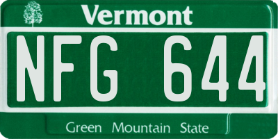 VT license plate NFG644