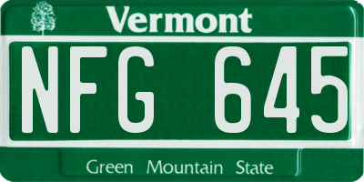 VT license plate NFG645
