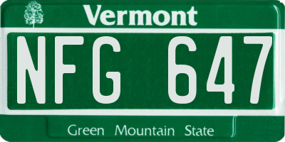 VT license plate NFG647
