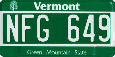VT license plate NFG649