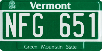 VT license plate NFG651