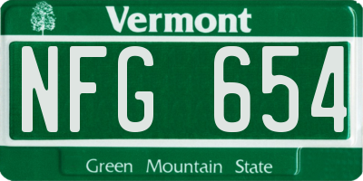 VT license plate NFG654