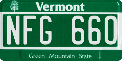 VT license plate NFG660