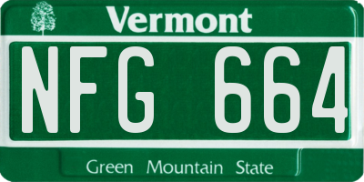 VT license plate NFG664