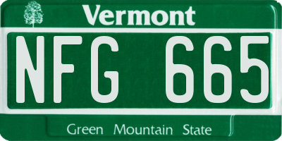 VT license plate NFG665