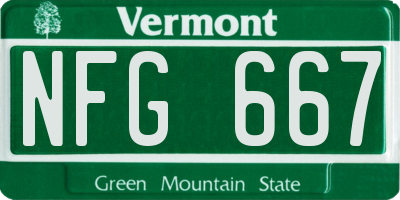 VT license plate NFG667