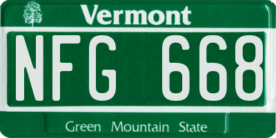 VT license plate NFG668