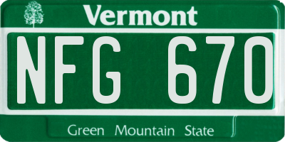 VT license plate NFG670