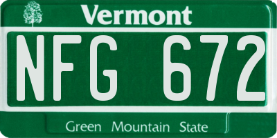 VT license plate NFG672