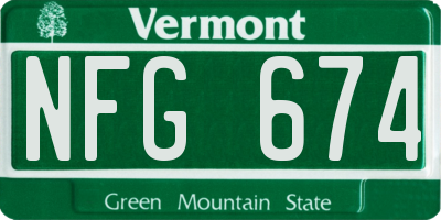 VT license plate NFG674