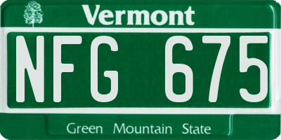 VT license plate NFG675