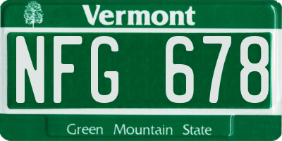 VT license plate NFG678