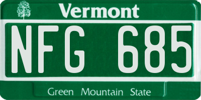 VT license plate NFG685