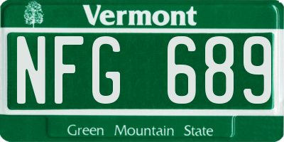 VT license plate NFG689