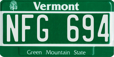 VT license plate NFG694
