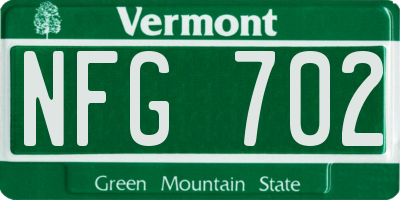 VT license plate NFG702