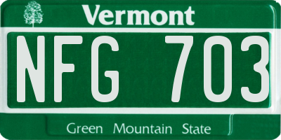 VT license plate NFG703