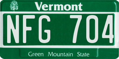 VT license plate NFG704