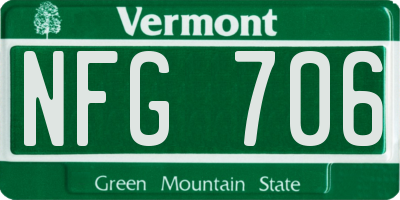VT license plate NFG706
