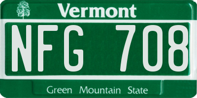 VT license plate NFG708