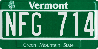 VT license plate NFG714