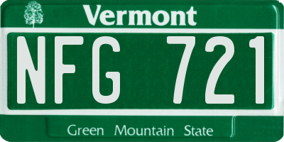 VT license plate NFG721