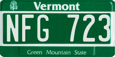 VT license plate NFG723