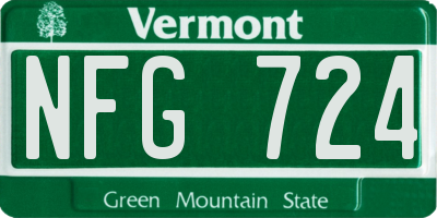 VT license plate NFG724