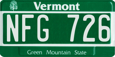 VT license plate NFG726